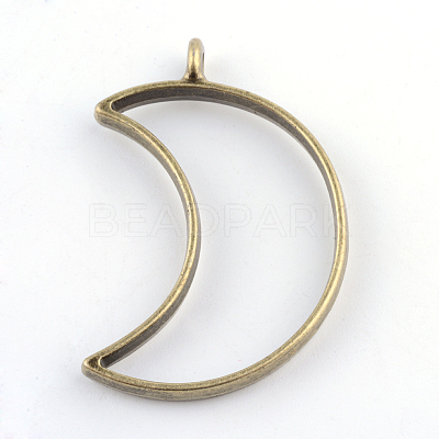 Rack Plating Alloy Open Back Bezel Pendants PALLOY-S047-39F-FF-1