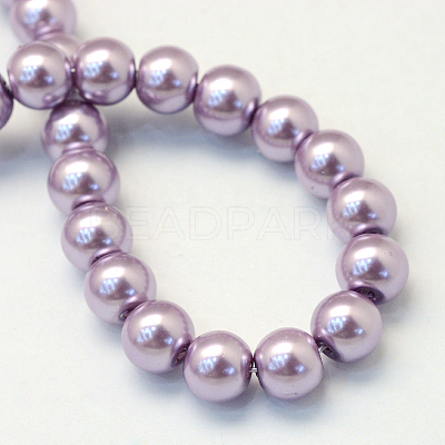 Baking Paint Pearlized Glass Pearl Round Bead Strands X-HY-Q003-6mm-44-1
