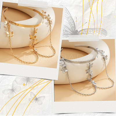 2Pcs 2 Colors Iron and Brass Upper Arm Bangles BJEW-CY0001-11A-1