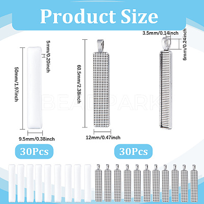 DIY Blank Dome Rectangle Pendant Kits DIY-SP0001-98AS-1