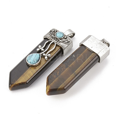 Natural Tiger Eye Pendants X-G-S292-05A-1