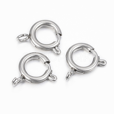 Tarnish Resistant 304 Stainless Steel Smooth Surface Spring Ring Clasps STAS-H396-C-02P-1