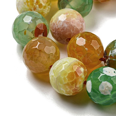 Faceted Natural Fire Crackle Agate Beads Strands G-F447-12mm-M01-1