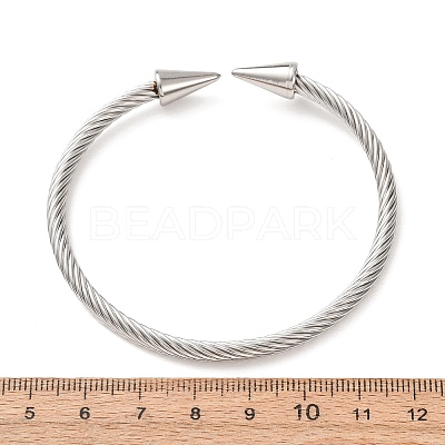 304 Stainless Steel Double Terminal Cone Open Cuff Bangles for Women SA-CBA2192-03P-1