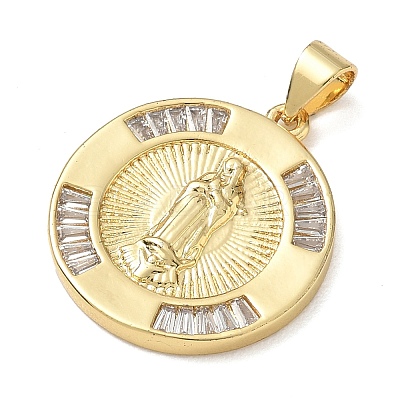 Brass Micro Pave Clear Cubic Zirconia Pendants CU-CBAC7ED-02G-1