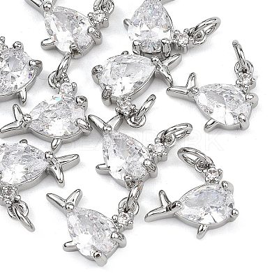 SHEGRACE Brass Micro Pave Clear Cubic Zirconia Charms XGRQ2O743-420P-1