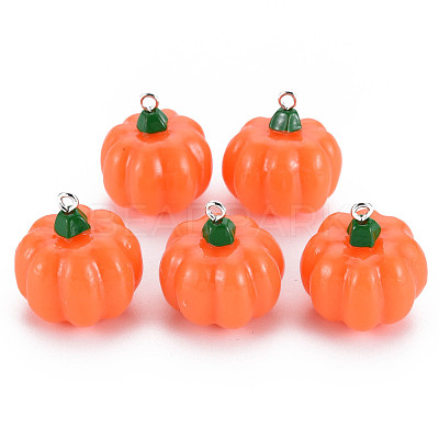 Autumn Theme Opaque Resin Pendants X-RESI-S356-079-1