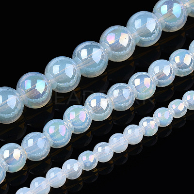 Electroplate Transparent Glass Beads Strands GLAA-T032-T8mm-AB14-1