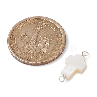 Natural Freshwater Shell Connector Charms PALLOY-JF02441-02-1