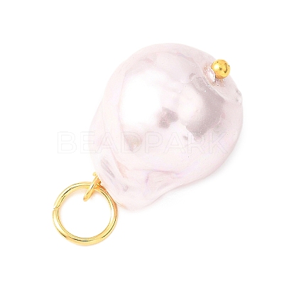 Electroplated Glass Imitation Pearl Pendants PALLOY-JF04579-03-1