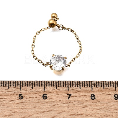 304 Stainless Steel Pave Cubic Zirconia Adjustable Chain Rings RJEW-P189-01B-G-1