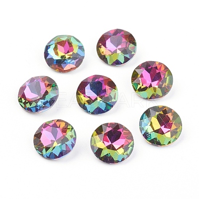 Pointed Back & Back Plated Glass Rhinestone Cabochons RGLA-J012-10mm-001VO-1
