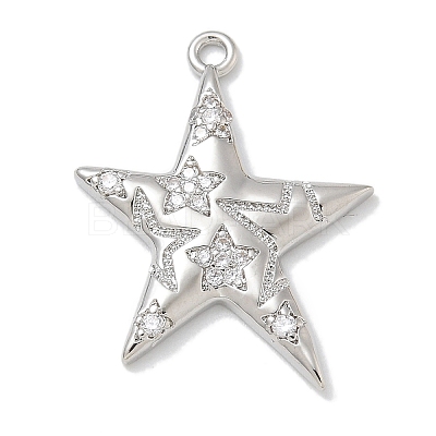 Rack Plating Brass Micro Pave Cubic Zirconia Pendants X-KK-L224-015P-1