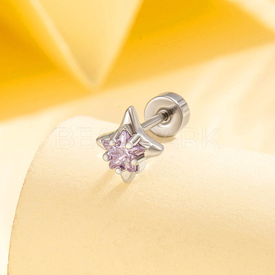 Brass Pave Cubic Zirconia Star Cartilage Earrings FS-WGEAB67-04-1