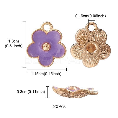 Light Gold Plated Alloy Enamel Pendants ENAM-YW0002-20D-1