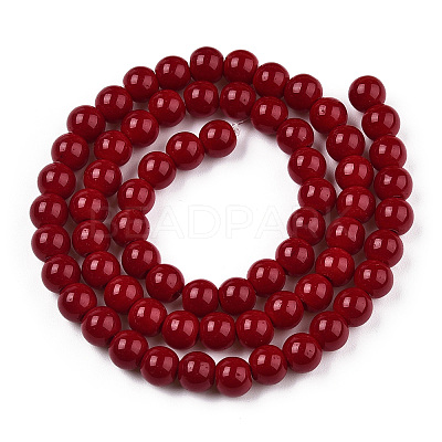 Opaque Solid Color Glass Beads Strands GLAA-T032-P6mm-05-1