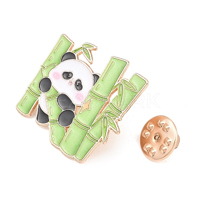 Panda with Bamboo Enamel Pins JEWB-L028-02G-02-1