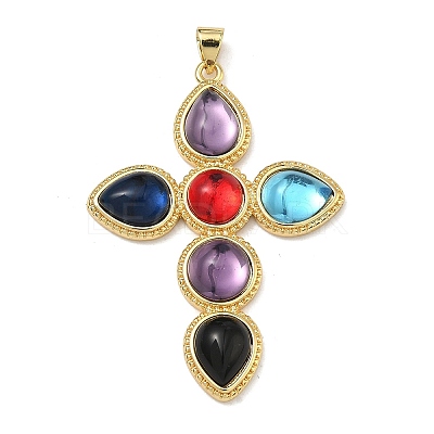 Brass Resin Pendants X-KK-A293-25G-01-1