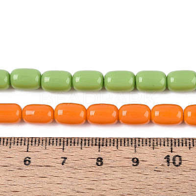 Opaque Solid Color Glass Beads Strands GLAA-N058-6x9mm-B01-1