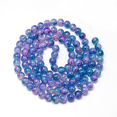 Baking Paint Glass Beads Strands X-DGLA-Q023-8mm-DB72-1
