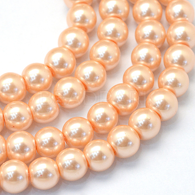 Baking Paint Pearlized Glass Pearl Round Bead Strands HY-Q003-10mm-18-1