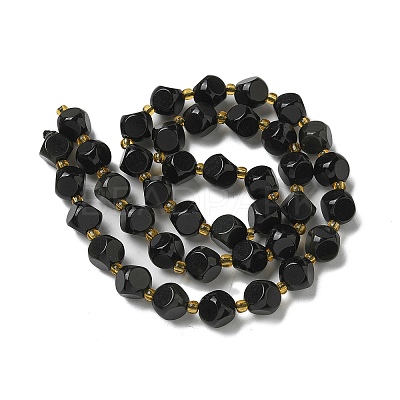 Natural Black Onyx(Dyed & Heated) Beads Strands G-K387-A03-02-1