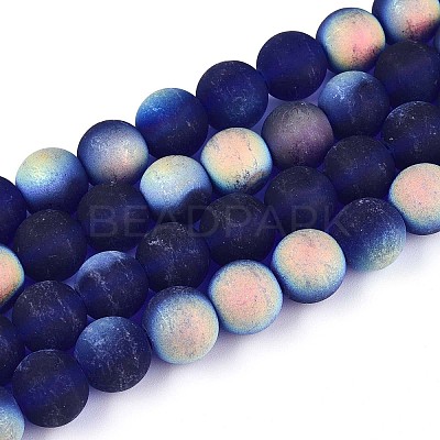 Frosted Transparent Glass Beads Strands LS-GLAA-T032-T10mm-MBB15-1