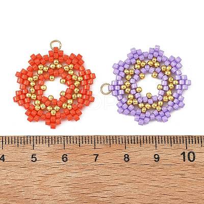 Glass Seed Beaded Pendants PALLOY-MZ01411-1