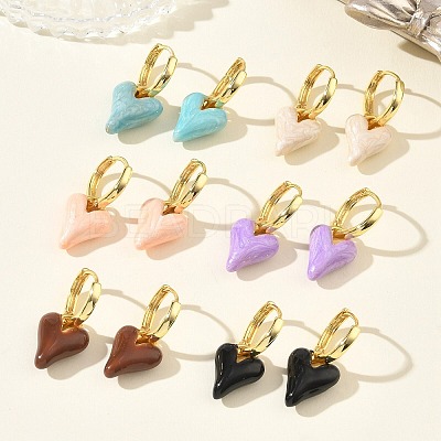 Brass Enamel Dangle Hoop Earrings for Women KK-CBA760A-06G-1
