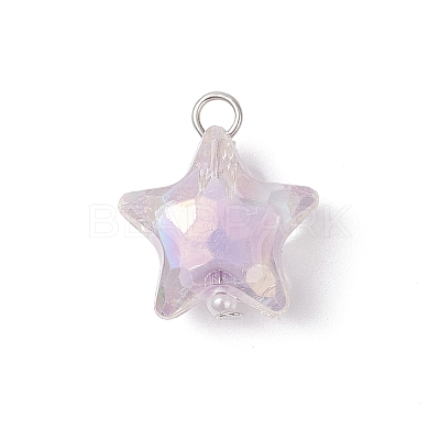 Acrylic with ABS Plastic Imitation Pearl Pendants PALLOY-JF04503-01-1