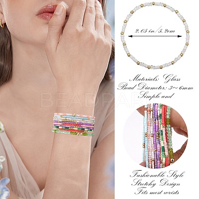2Pcs 2 Styles Glass Seed Beads Stretch Bracelet Sets BJEW-SW001591-1