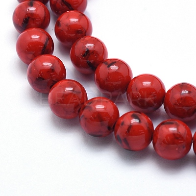 Sea Shell and Synthetic Turquoise Assembled Beads Strands G-G758-11-8mm-1