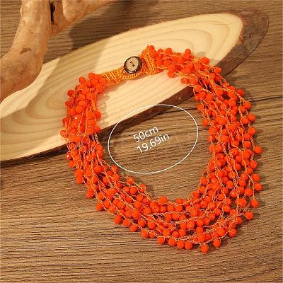 Bohemian Style Glass Bead Multi-layer Necklaces for Daily Wear and Gifting BA8447-2-1