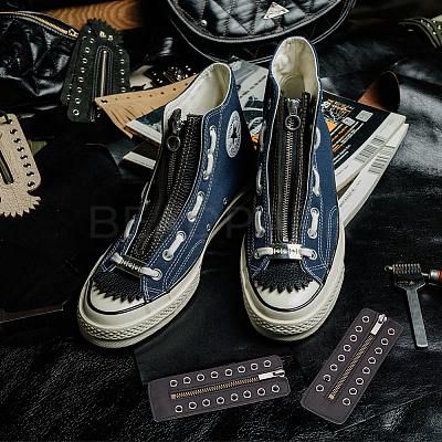 PU Leather Lace-in Boot Zipper Inserts DIY-WH0043-51AB-02-1