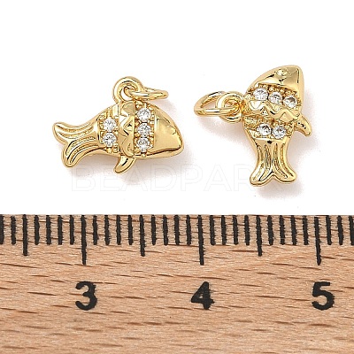 Brass Micro Pave Cubic Zirconia Charms KK-A291-12B-G-1