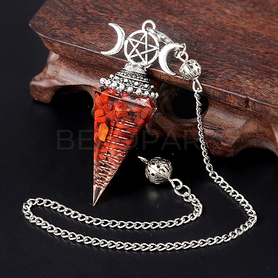 Natural Red Jasper Chip & Resin Orgonite Dowsing Pendulum Big Pendants PW-WG36861-06-1
