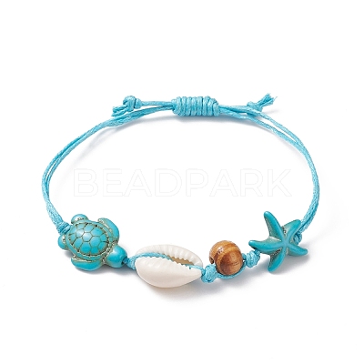 Adjustable Waxed Cotton Cord Braided Bracelets BJEW-JB04083-1