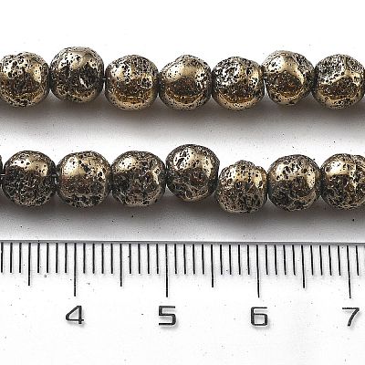 Electroplated Natural Lava Rock Beads Strands G-A251-B01-01J-1