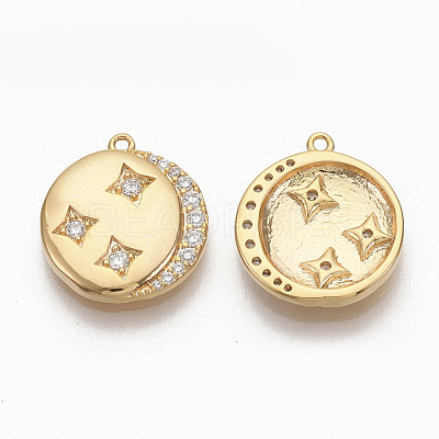 Brass Micro Pave Clear Cubic Zirconia Charms ZIRC-Q021-023G-NF-1