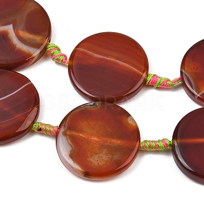 Natural Banded Agate Coin Beads Strands GG-CBAE0EB-06F-1