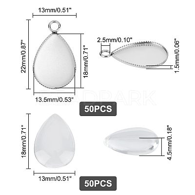 50Pcs 304 Stainless Steel Pendant Cabochon Settings STAS-UN0042-64-1