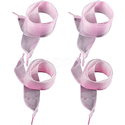 2 Pairs 2 Style Gradient Color Nylon Chiffon Shoe Laces FIND-GF0004-83A-1