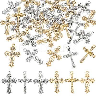 36Pcs 6 Styles Alloy Rhinestone Pendants FIND-NB0006-74-1