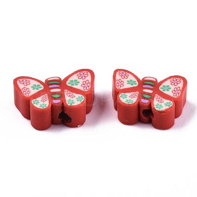 Handmade Polymer Clay Butterfly Beads X-CLAY-Q211-03-1