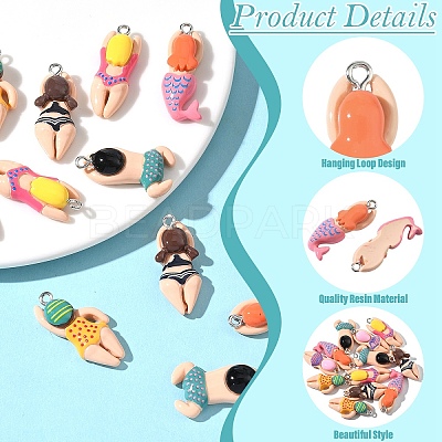 12Pcs 6 Styles Plastic Pendants KY-YW0002-21-1