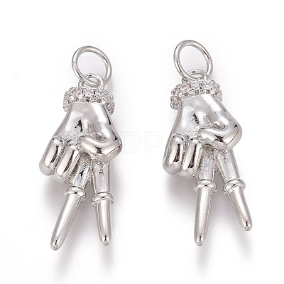 Brass Micro Pave Clear Cubic Zirconia ASL Pendants ZIRC-Z008-32P-1