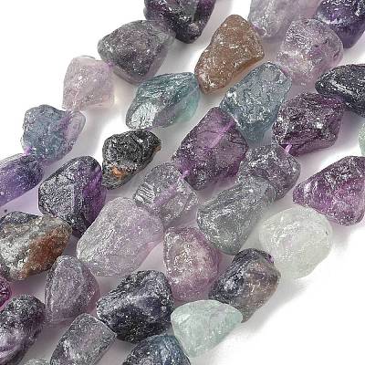 Raw Rough Natural Colorful Fluorite Beads Strands G-M453-D11-1