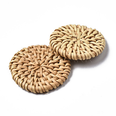 Handmade Reed Cane/Rattan Woven Beads WOVE-S119-22-1