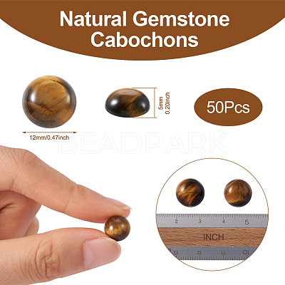 Natural Tiger Eye Cabochons G-R416-12mm-35-1