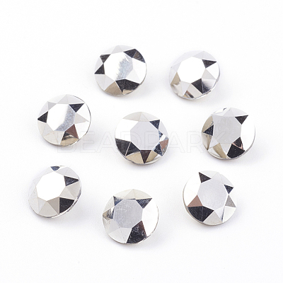 Pointed Back & Back Plated Glass Rhinestone Cabochons RGLA-J012-8mm-001CA-1